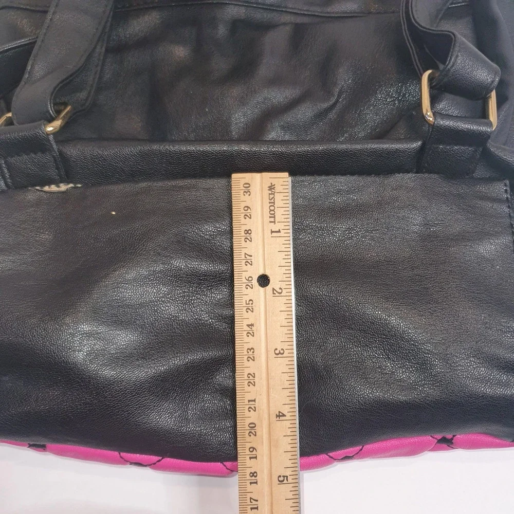 Luv Betsey by Betsey‎ Johnson Pink Quilted Heart Backpack Black Faux Leather Bag